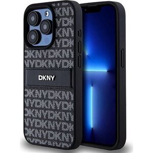 DKNY PU Leather Repeat Pattern Tonal Stripe Zadný Kryt na iPhone 14 Pro Max Black