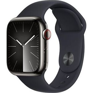 Apple Watch Series 9 41 mm Cellular Grafitovo sivý nerez s temne atramentovým remienkom – M/L