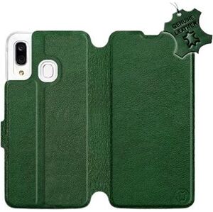 Flip puzdro na mobil Samsung Galaxy A40 – Zelené – kožené – Green Leather