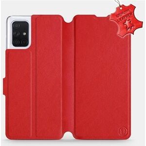 Flip pouzdro na mobil Samsung Galaxy A71 - Červené - kožené - Red Leather
