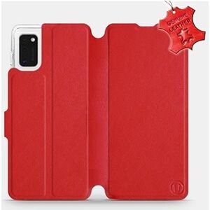 Flip puzdro na mobil Samsung Galaxy A41 – Červené – kožené – Red Leather